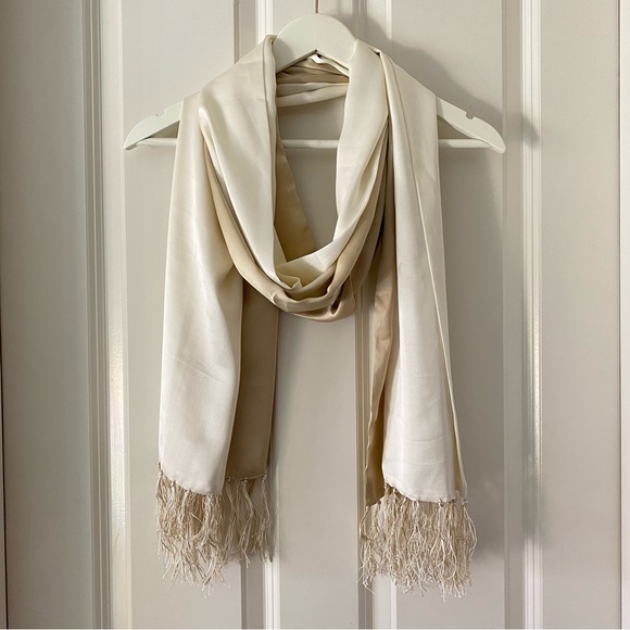 Silk Ombré Cream Tan Scarf/Shawl Wrap - Picture 1 of 6